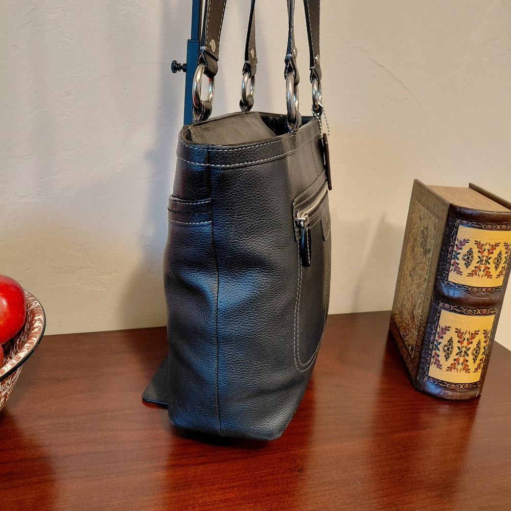 Coach Penelope Black Pebbled Leather Tote - Picture 8 of 12